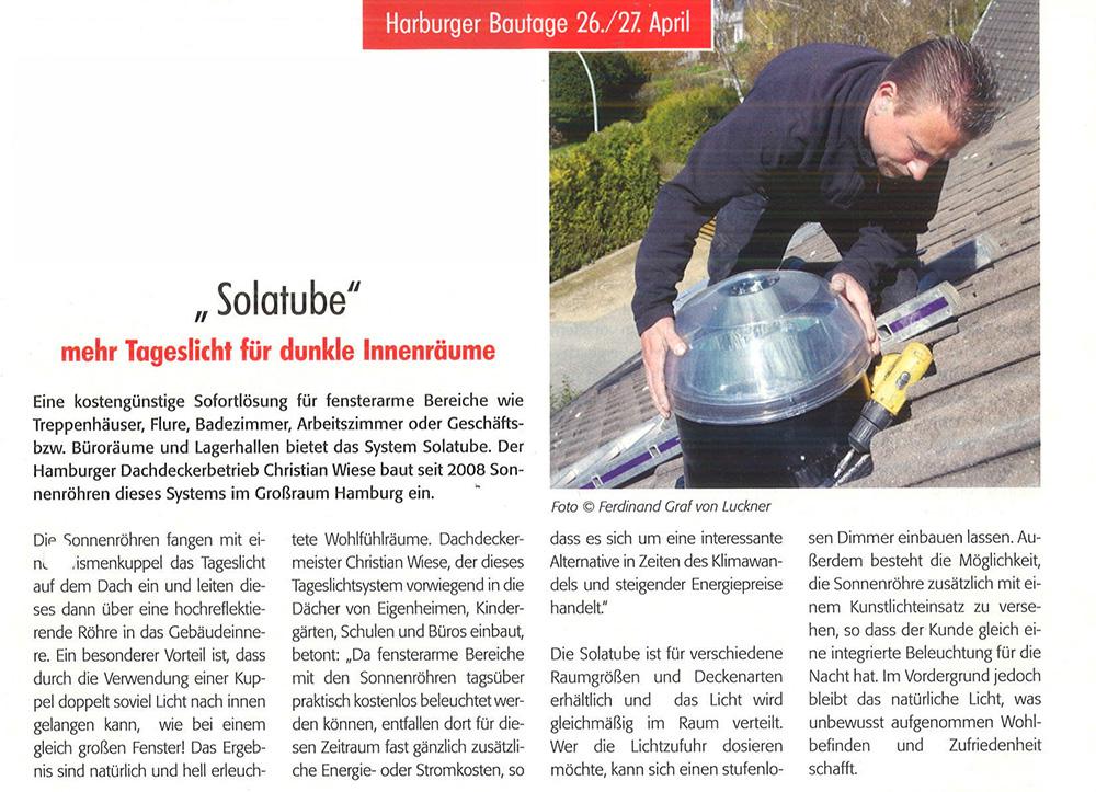 Presseartikel/Anzeige Solatube - Blitz-aktuell
